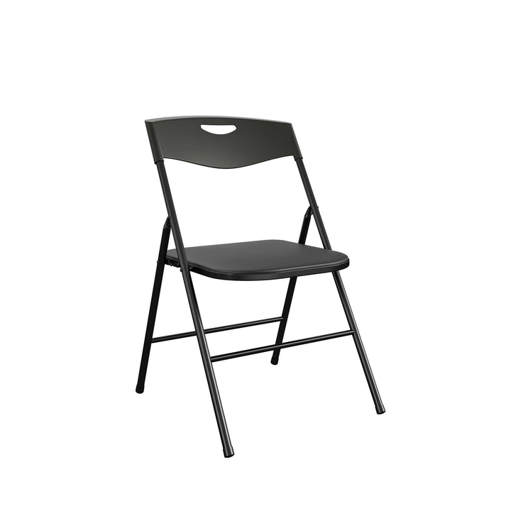 5 Piece Folding Dining Table and Chairs Set with Steel Frame and Vinyl Top - Black - 5 Piece