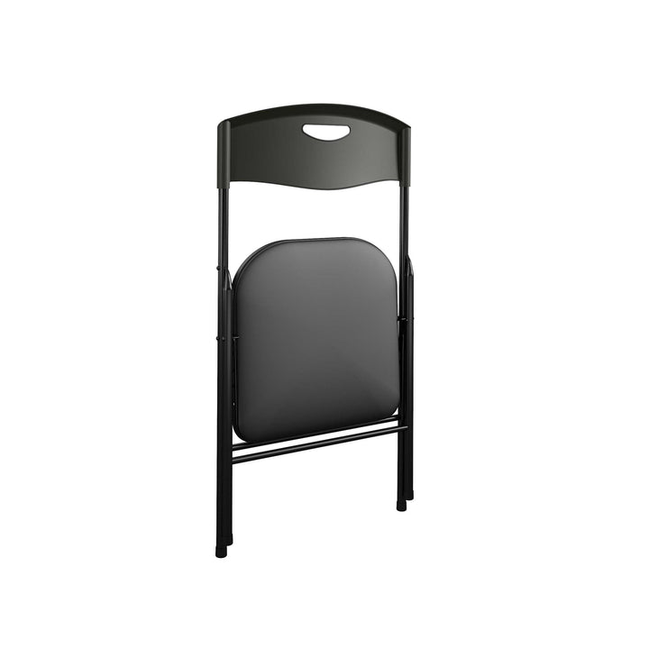 5 Piece Folding Dining Table and Chairs Set with Steel Frame and Vinyl Top - Black - 5 Piece