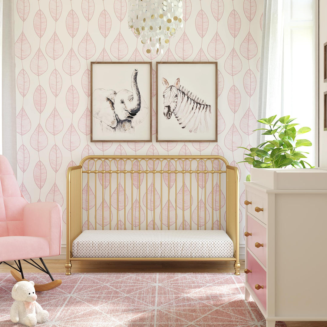 Little Seeds Raven 3-in-1 Metal Crib with Rounded Edges - Gold