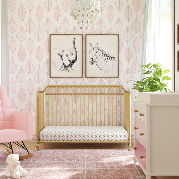 Little Seeds Raven 3-in-1 Metal Crib with Rounded Edges - Gold