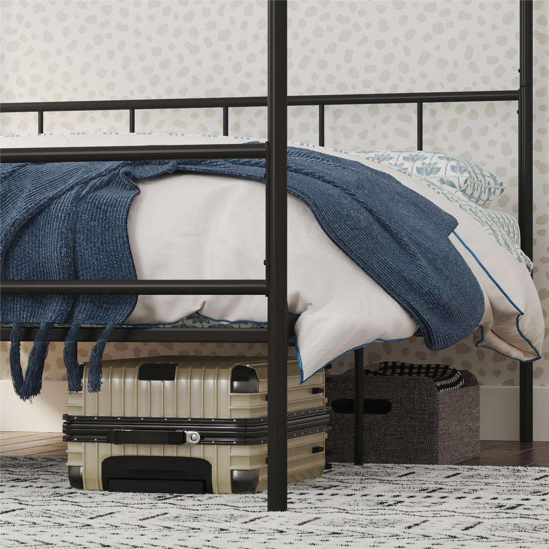 Marion Four Poster Metal Canopy Bed with Soft Clean Lines - Black - King