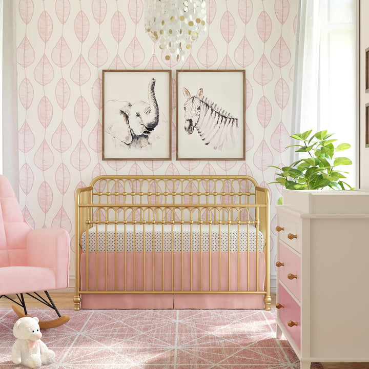 Little Seeds Raven 3-in-1 Metal Crib with Rounded Edges - Gold