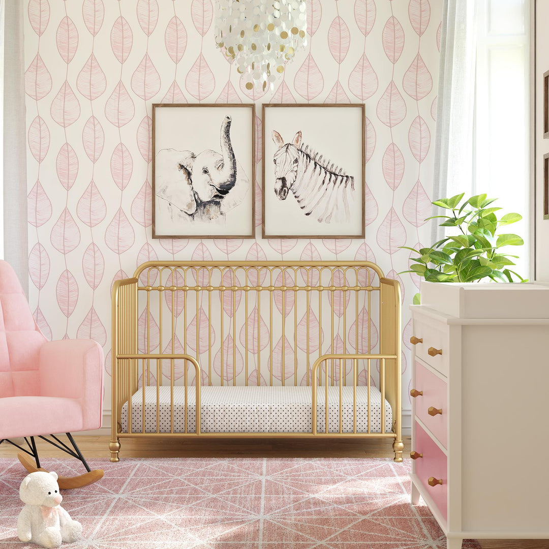 Little Seeds Raven 3-in-1 Metal Crib with Rounded Edges - Gold