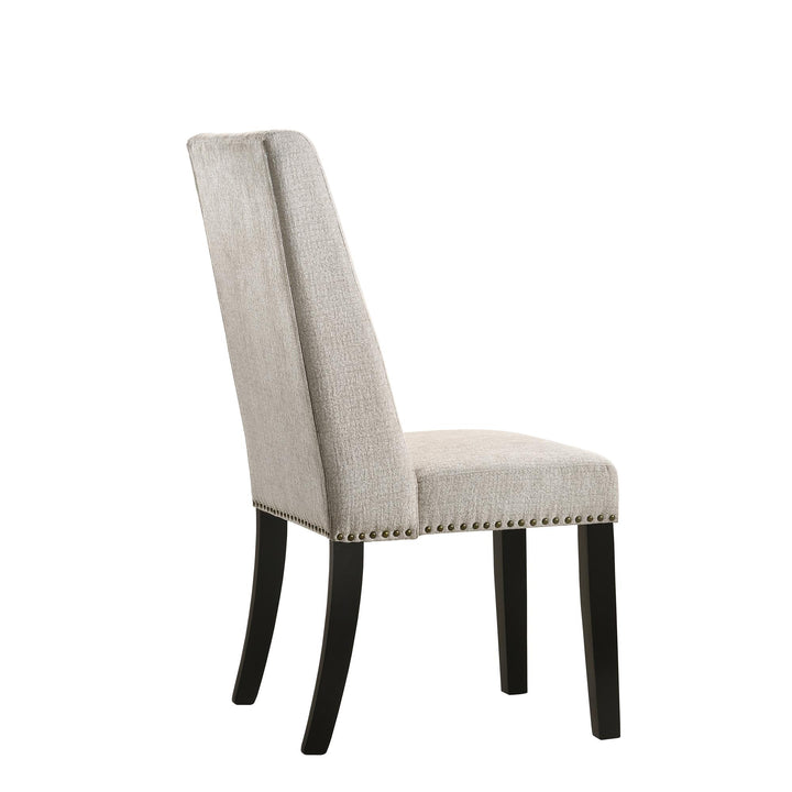 Upholstered Dining Chair with espresso wood legs - Cream