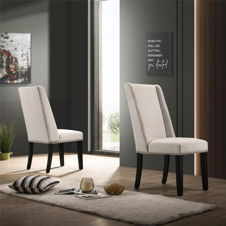 Modern Upholstered Dining Chair, Set of 2 - Cream
