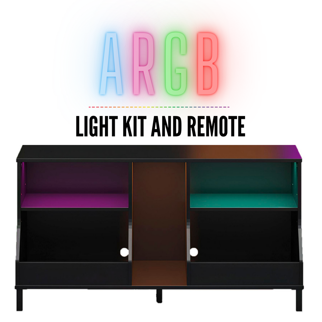 Falcon Youth Gaming TV Stand with ARGB LED Lights - Matte Black