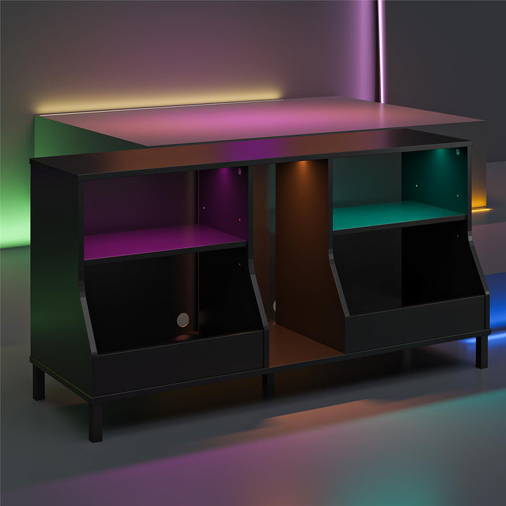 Falcon Youth Gaming TV Stand with ARGB LED Lights - Matte Black