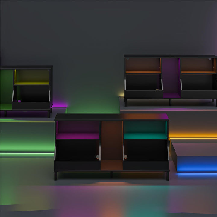 Falcon Youth Gaming TV Stand with ARGB LED Lights - Matte Black