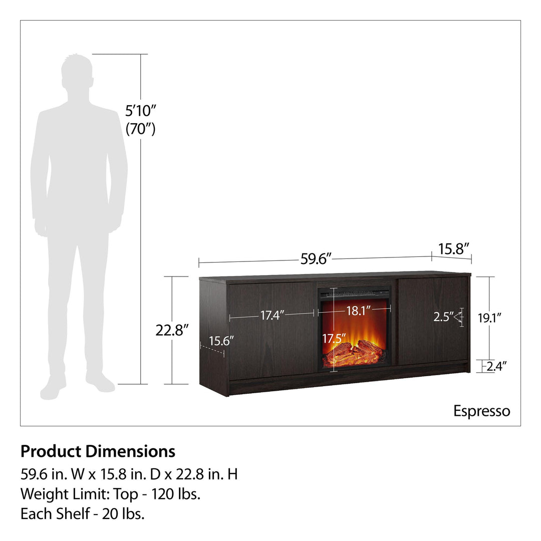 Cozy fireplace TV stand designs -  Espresso