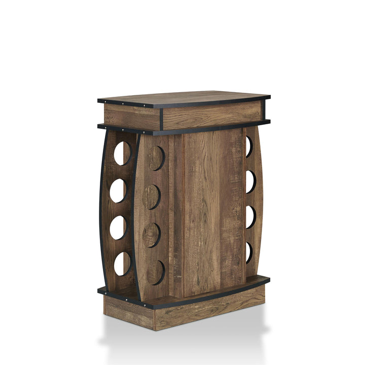 Willy Rustic Barrel Inspired Wood 8-Bottle Wine Cabinet - Reclaimed Oak