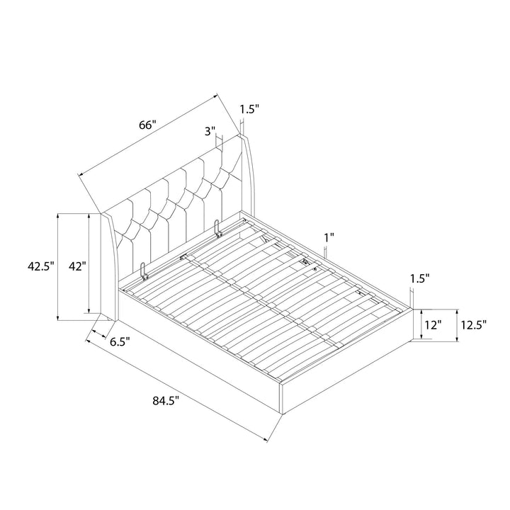 Her Majesty Bed with Storage - Light Gray - Queen