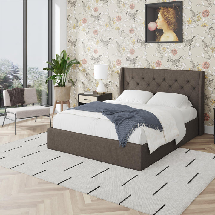 Her Majesty Bed with Storage - Light Gray - Queen