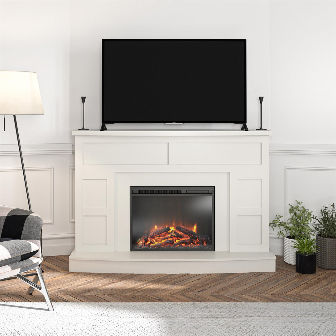 Barrow Creek Mantel Fireplace TV Console - White