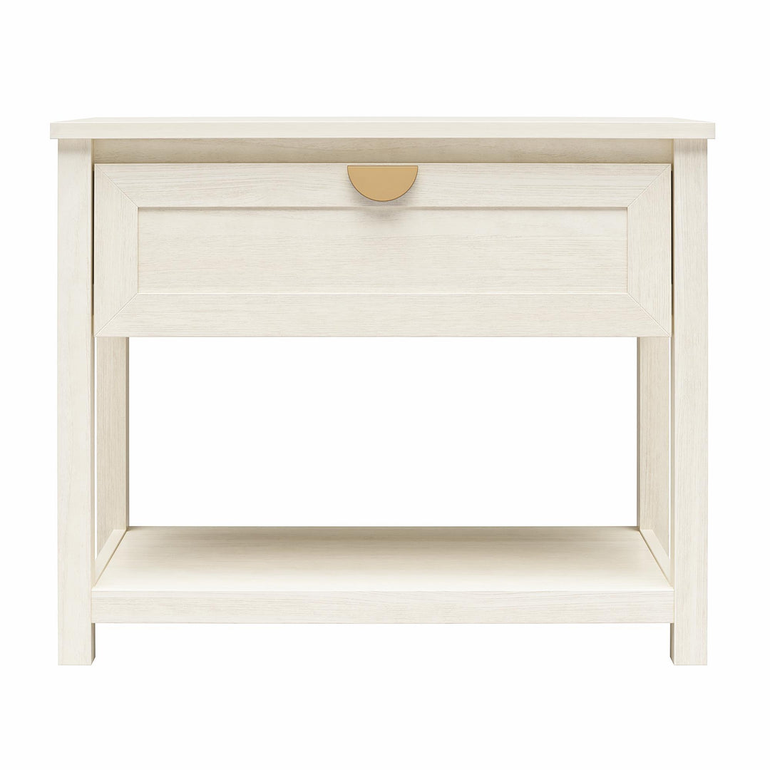 Primrose Wide 1 Drawer Nightstand with Open Shelf - Ivory Oak
