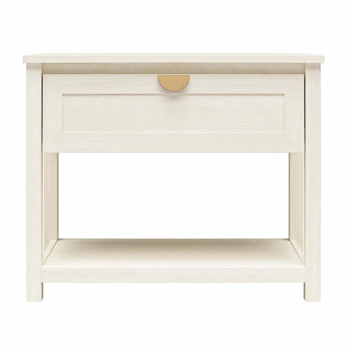 Primrose Wide 1 Drawer Nightstand with Open Shelf - Ivory Oak