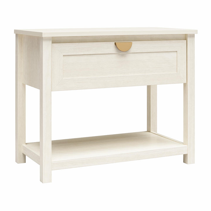 Primrose Wide 1 Drawer Nightstand with Open Shelf - Ivory Oak