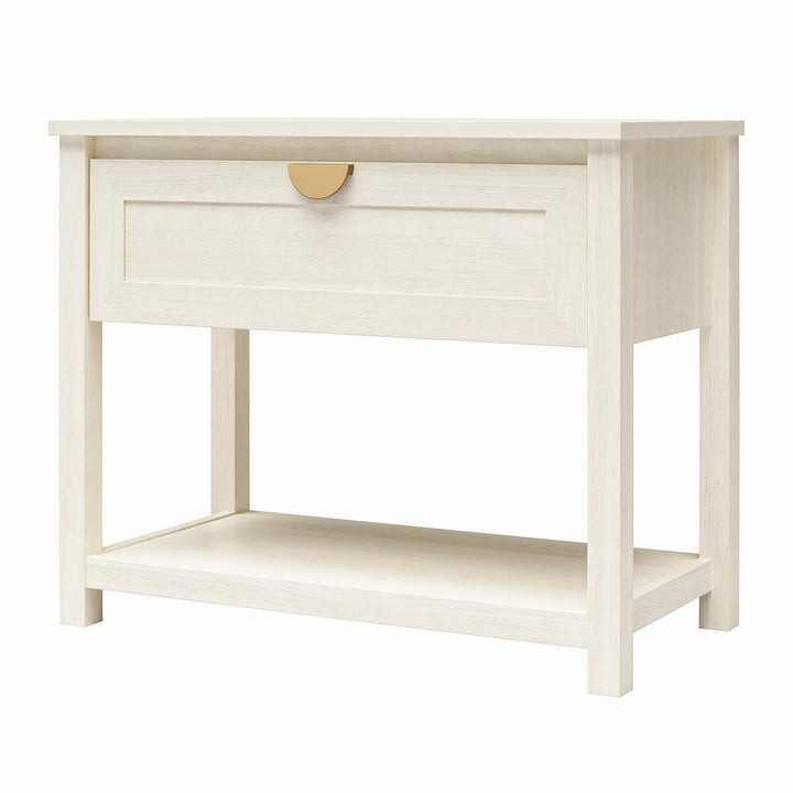 Primrose Wide 1 Drawer Nightstand with Open Shelf - Ivory Oak