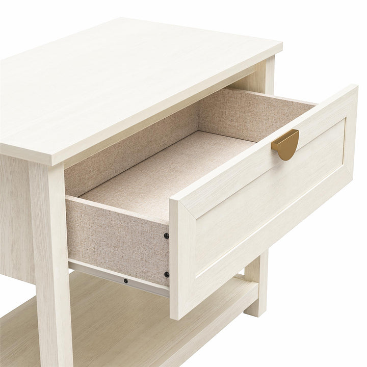 Primrose Wide 1 Drawer Nightstand with Open Shelf - Ivory Oak