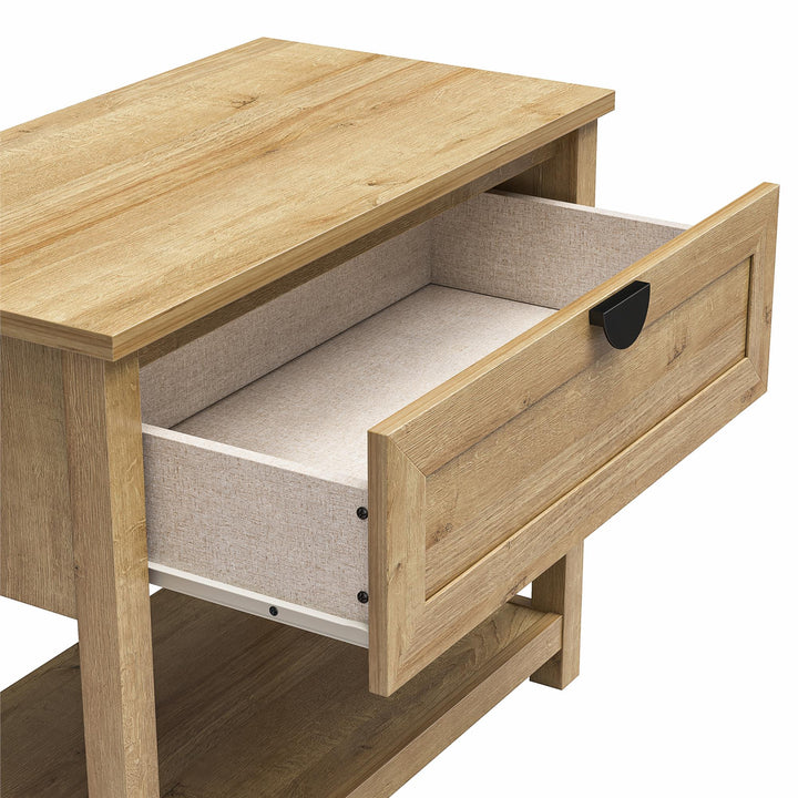 Primrose Wide 1 Drawer Nightstand with Open Shelf - Natural