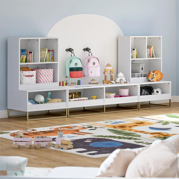 Charlie 3 Piece TV Stand and Toy Storage Organizer Bookcase Bundle - White