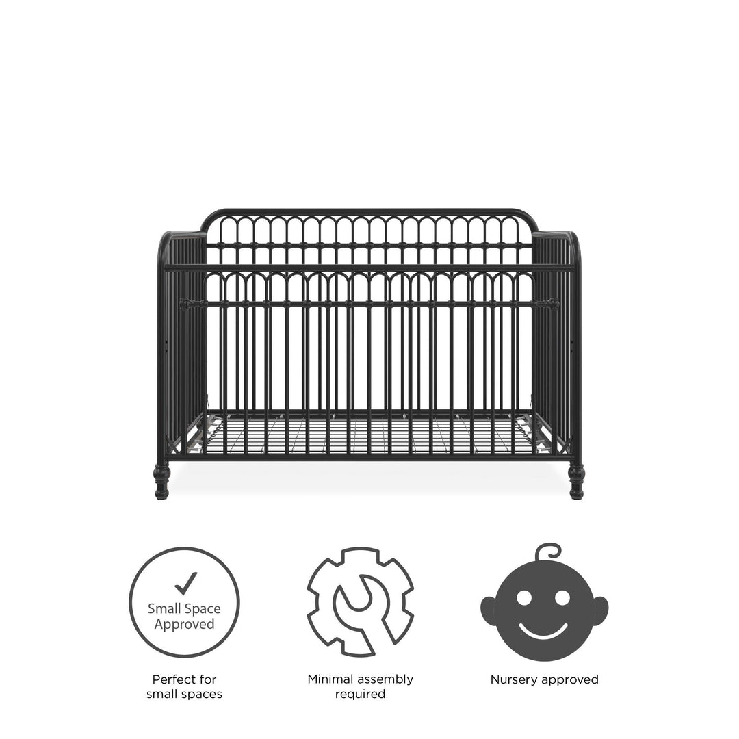 Little Seeds Raven 3-in-1 Metal Crib with Rounded Edges - Black