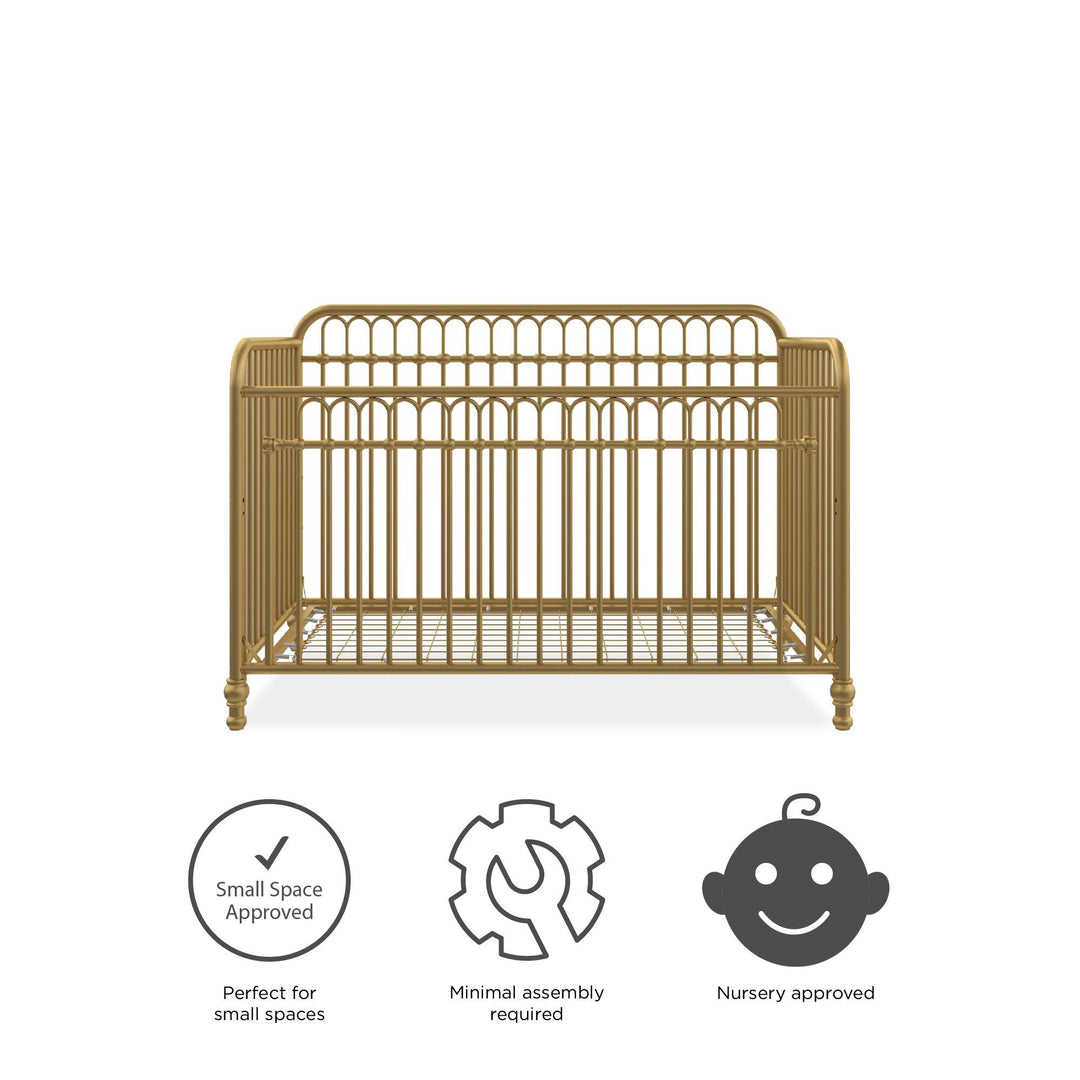 Little Seeds Raven 3-in-1 Metal Crib with Rounded Edges - Gold