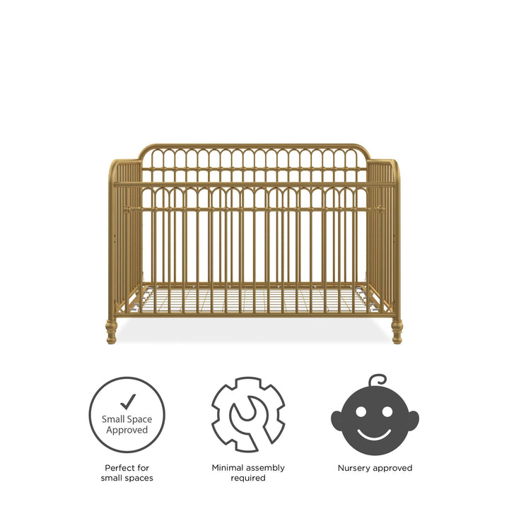 Little Seeds Raven 3-in-1 Metal Crib with Rounded Edges - Gold