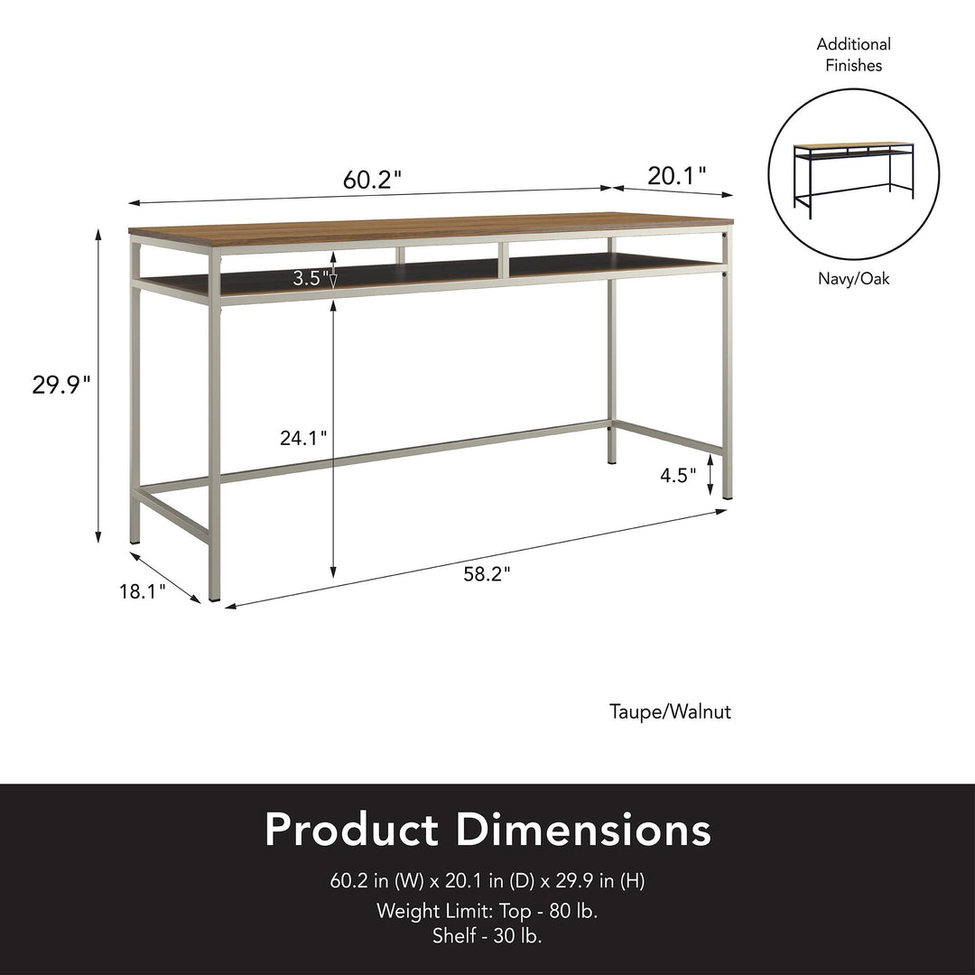 Bentley Computer Desk with Shelf Storage - Navy