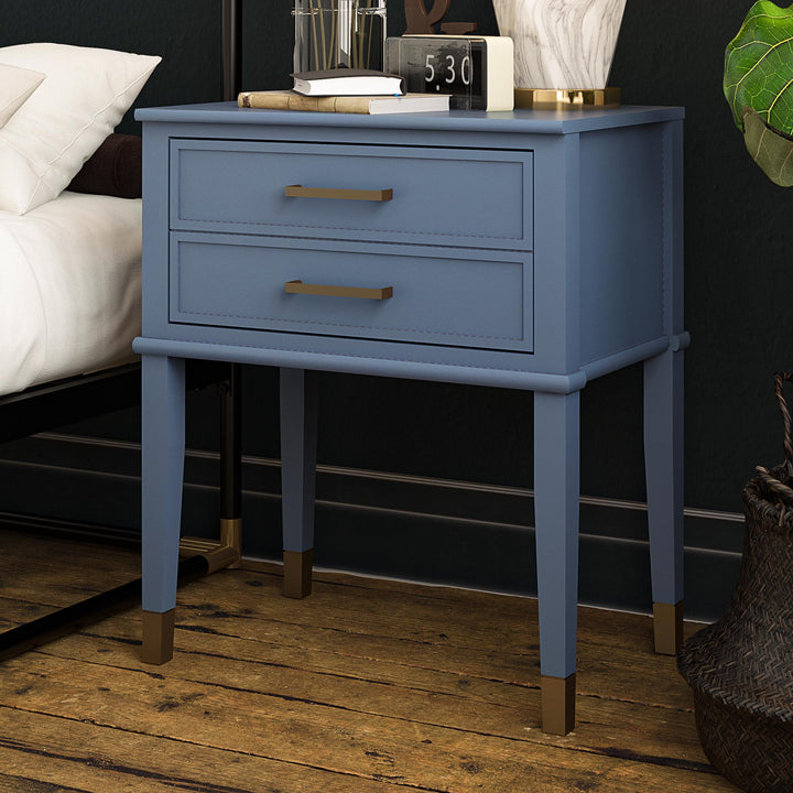 Nightstand End Table with Drawers -  Stone Blue 