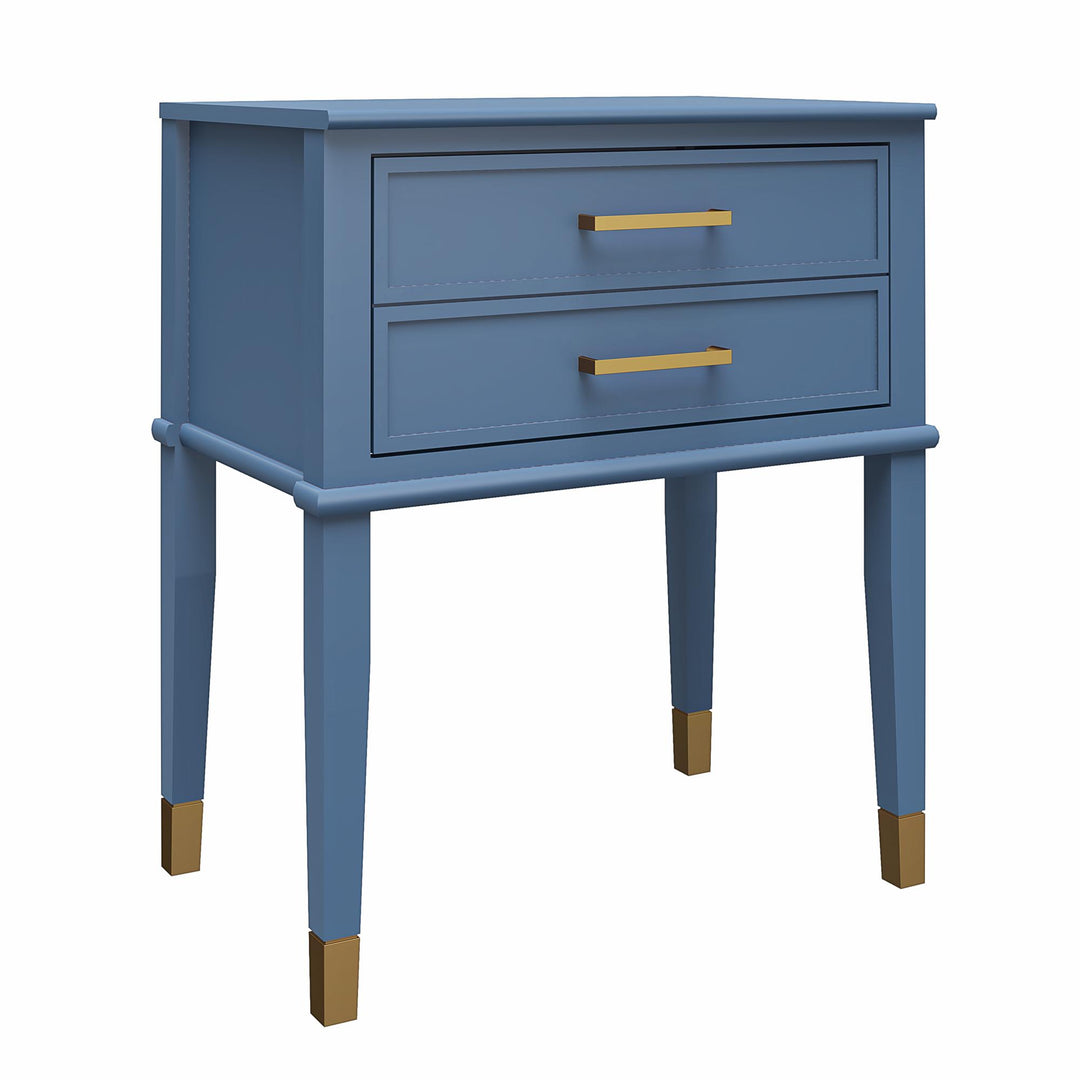 Contemporary 2 Drawer Nightstand End Table -  Stone Blue 