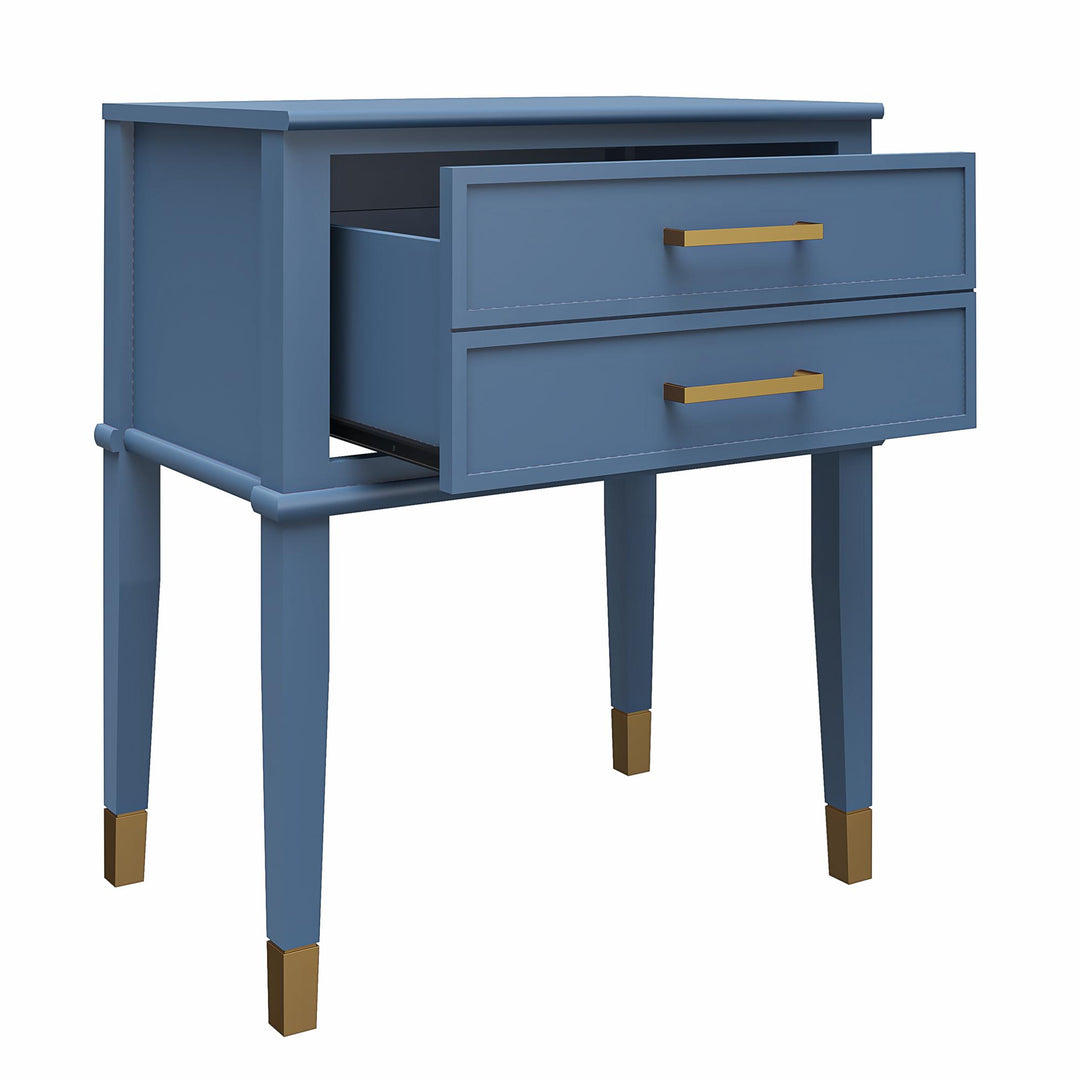 Westerleigh 2 Drawer Nightstand with Gold Accents - Stone Blue 