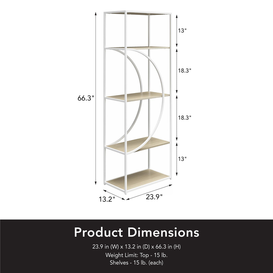 Modern 4-shelved Strafford Bookcase display - Pale Oak