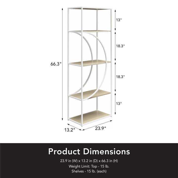 Modern 4-shelved Strafford Bookcase display - Pale Oak