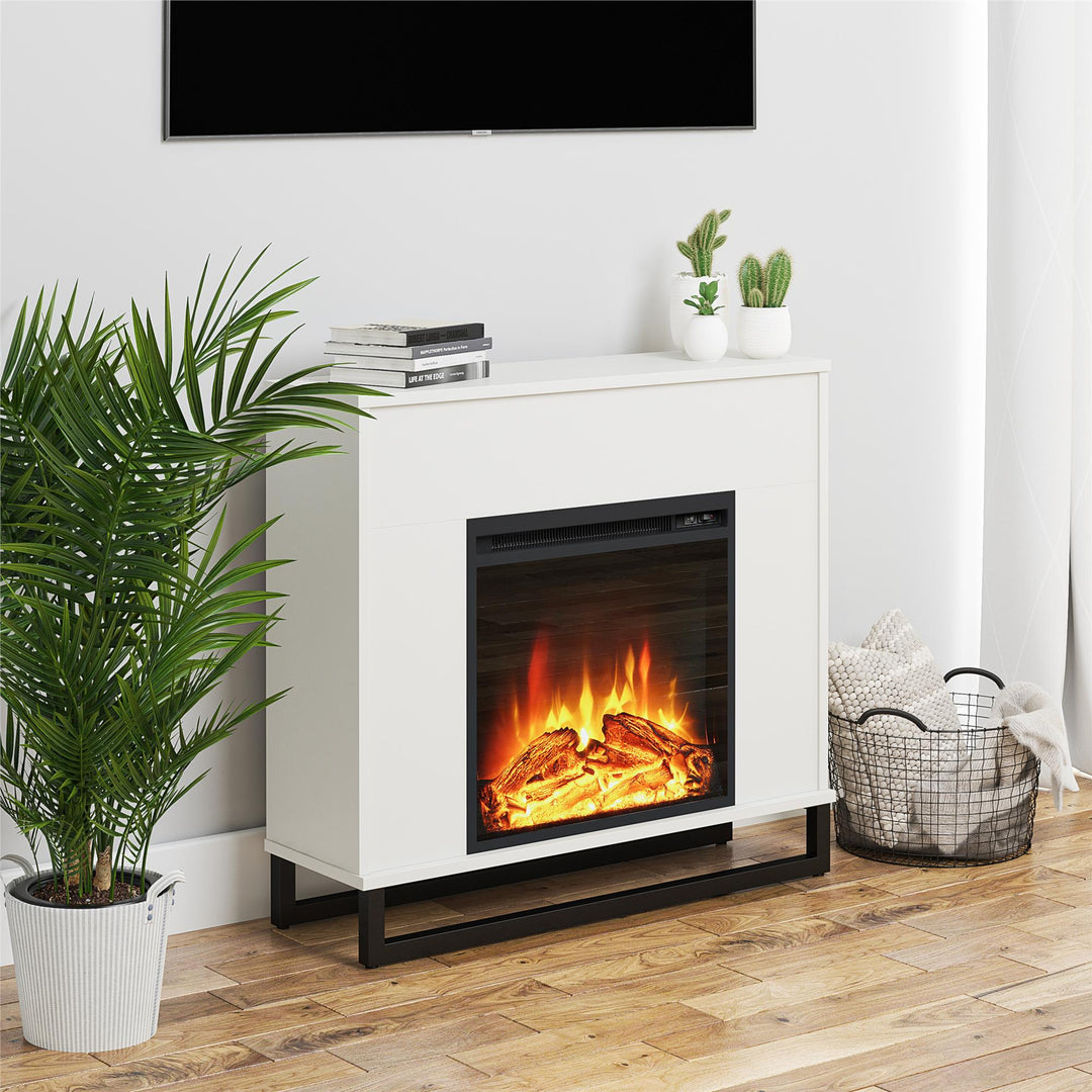 Free standing electric fireplace - White