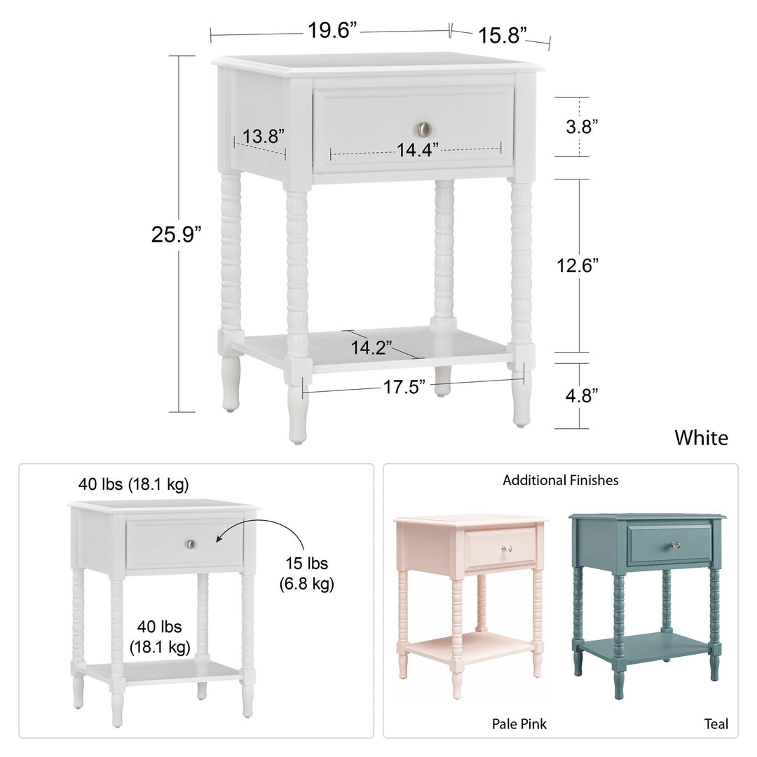 Compact nightstand for small bedroom -  Pale Pink