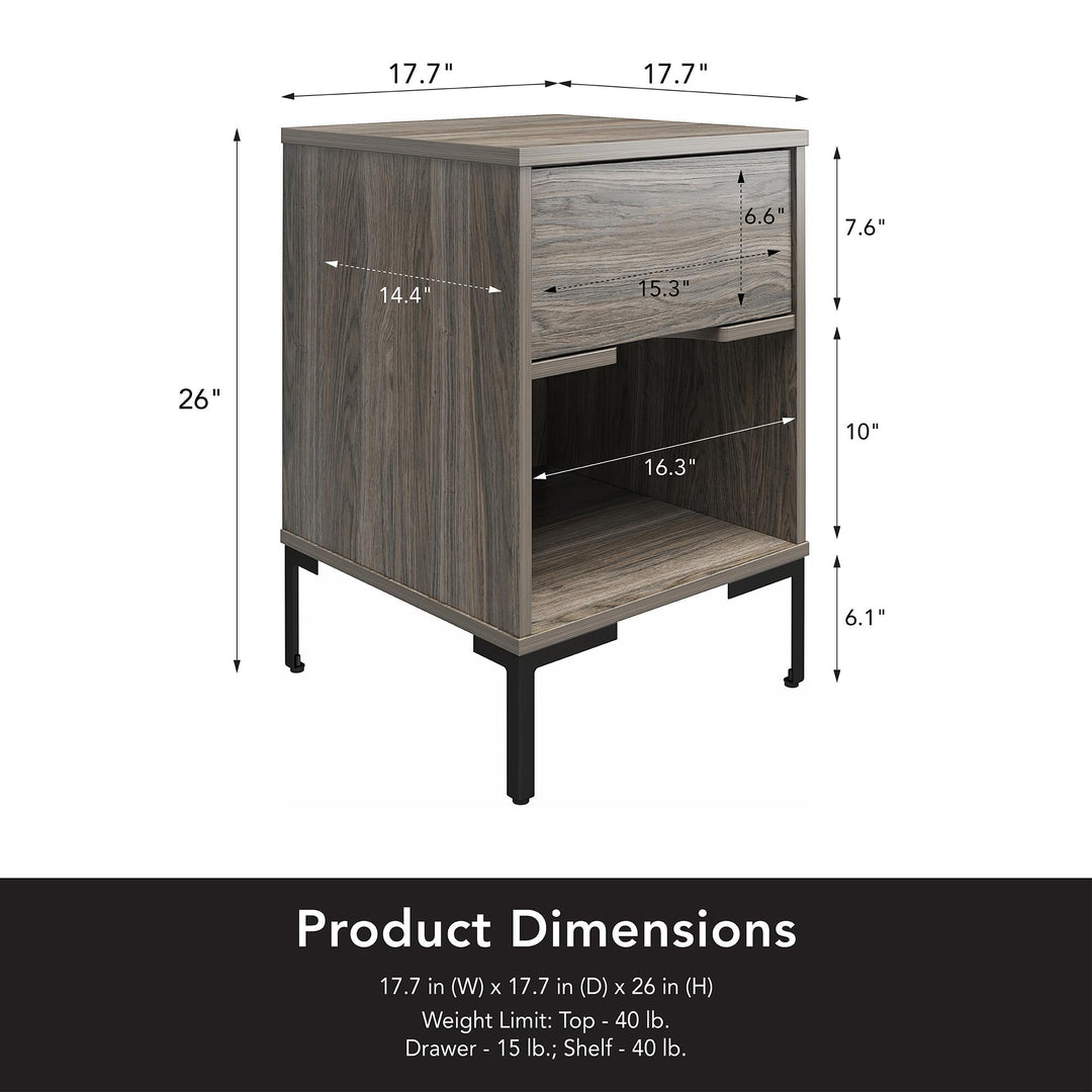 Rolland Nightstand with 1 Drawer and Open Cubby - Weathered Oak