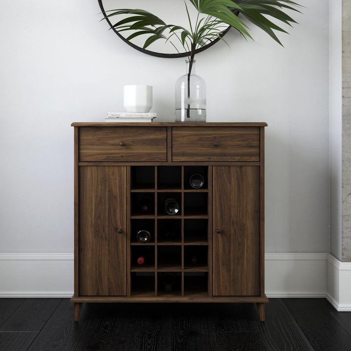 Modern 15-Bottle Bar Cabinet - Florence Walnut