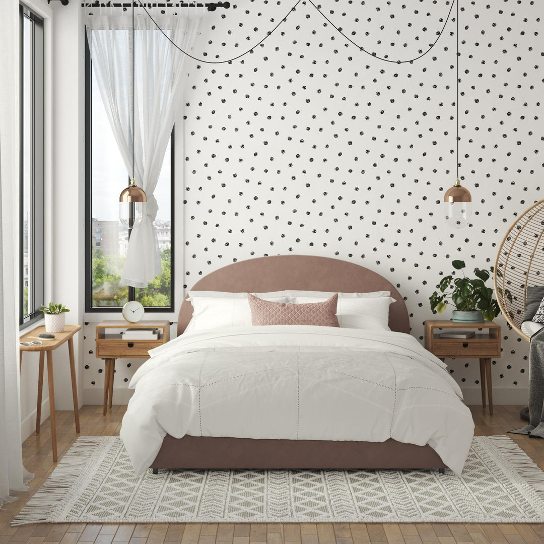 Buy comfortable Moon bed with rounded headboard online -  Blush 