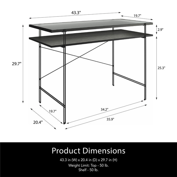 Vance Computer Desk with Woodgrain Finish - Black Oak
