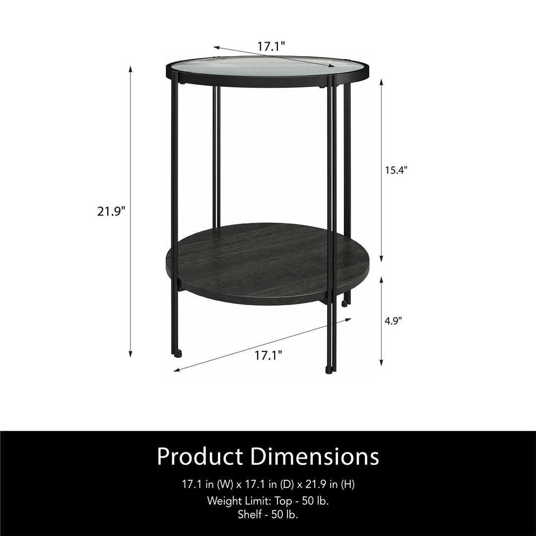 Sturdy Metal Frame Complementing Fluted Glass Tabletop - Black Oak