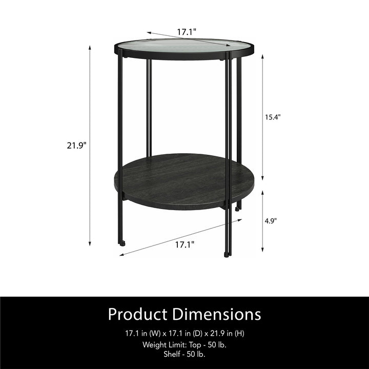 Sturdy Metal Frame Complementing Fluted Glass Tabletop - Black Oak