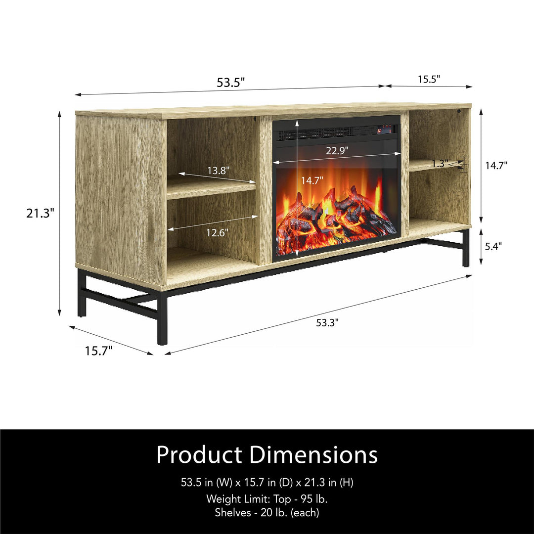 Modern warmth: Fireplace TV Stand combo - Natural