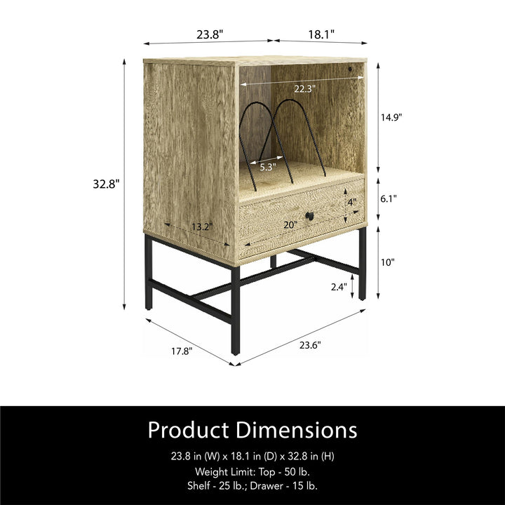 Sturdy record shelf: 25 lbs. support - Natural