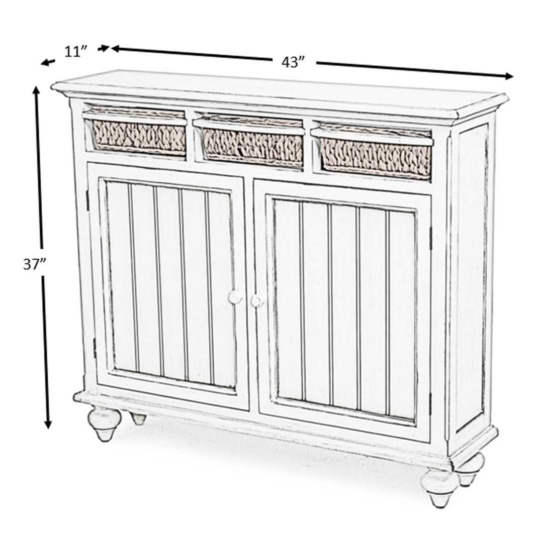 Basket storage console cabinet - White