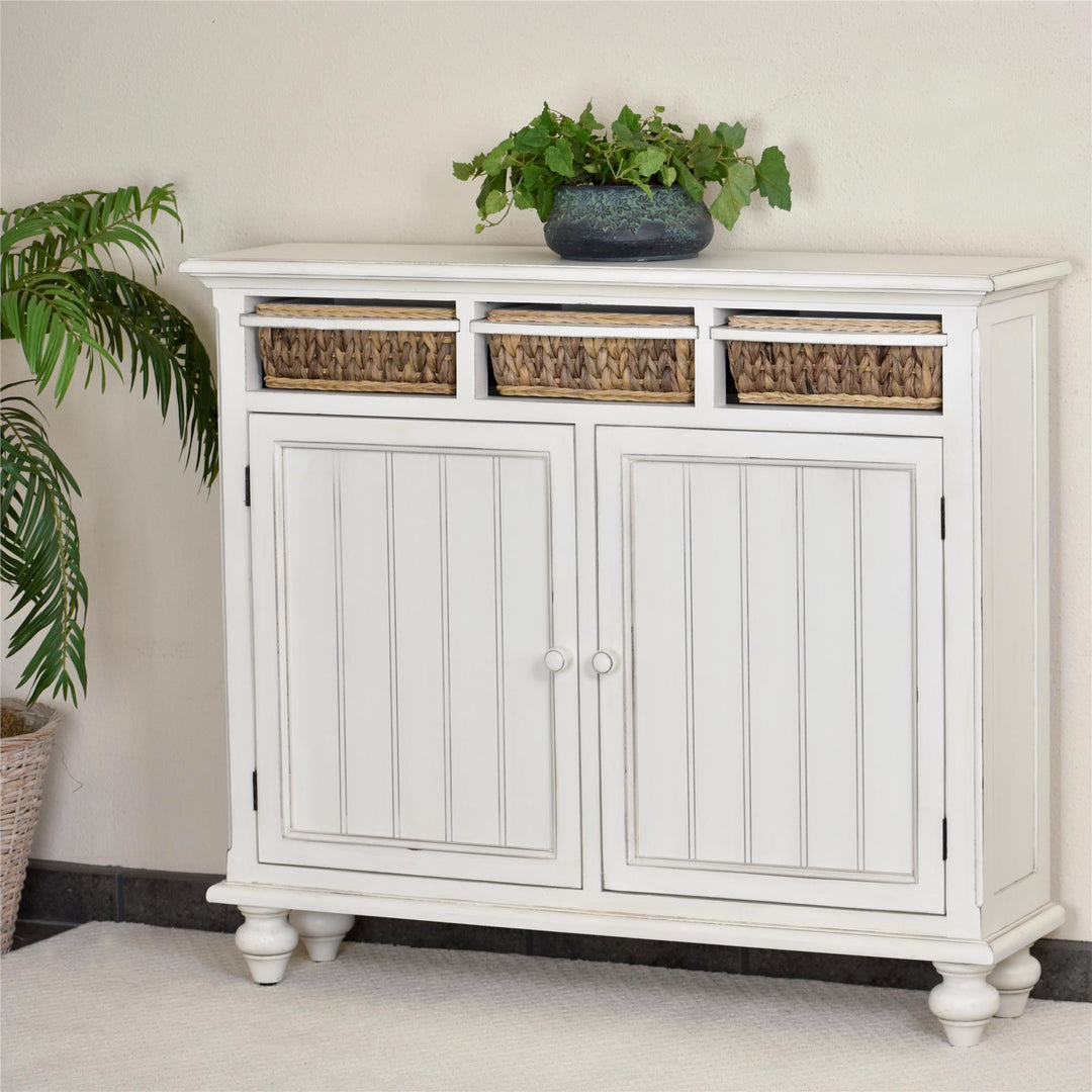 Entry Cabinets with Baskets - White