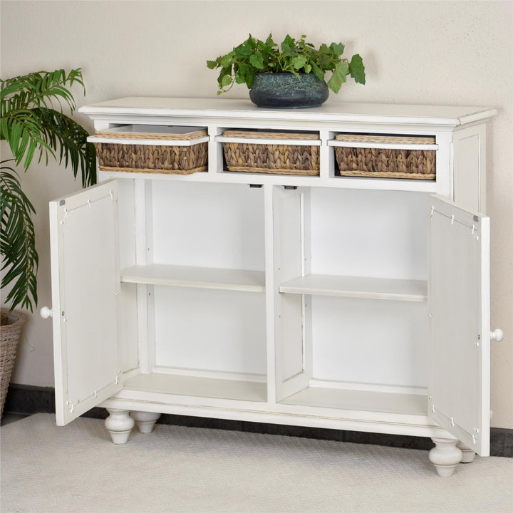 Cabinet with entryway baskets - White