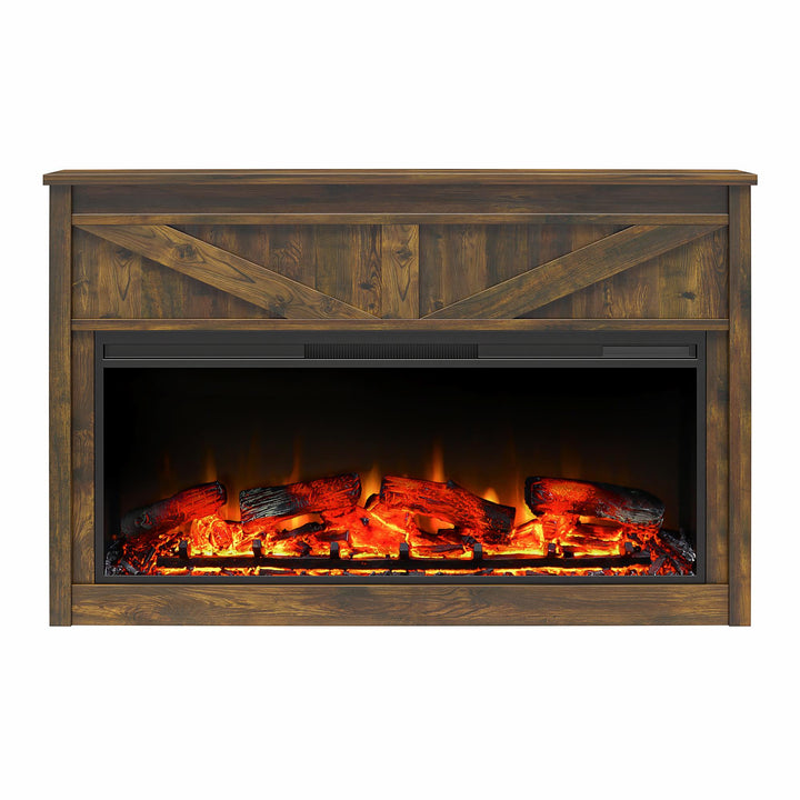 Farmington Wide Modern Farmhouse Mantel with Electric Fireplace  -  Century Barn Pine