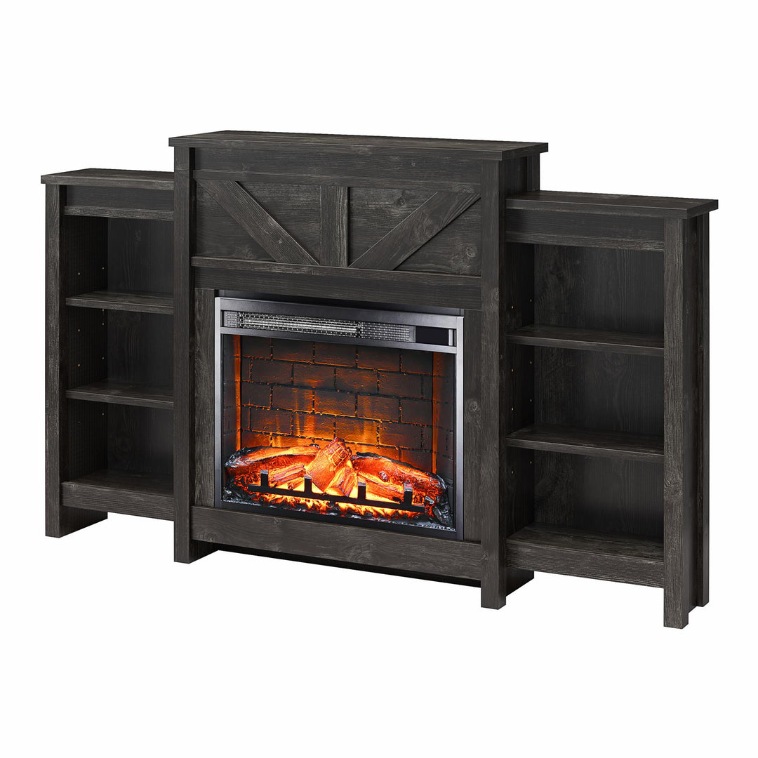 Fireplace with mantel and bookshelves -  Black Oak