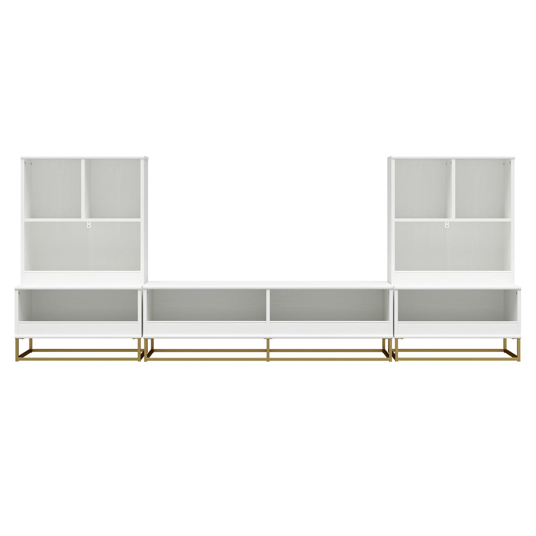 Charlie 3 Piece TV Stand and Toy Storage Organizer Bookcase Bundle - White