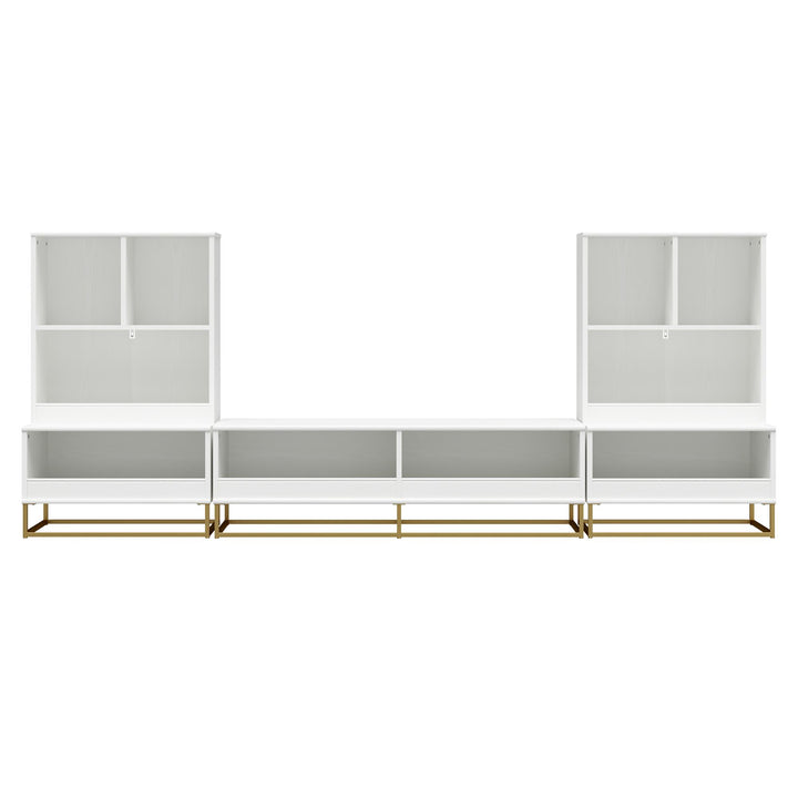 Charlie 3 Piece TV Stand and Toy Storage Organizer Bookcase Bundle - White